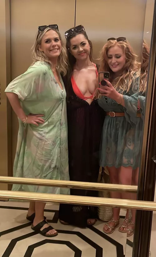 Milfs in an elevator