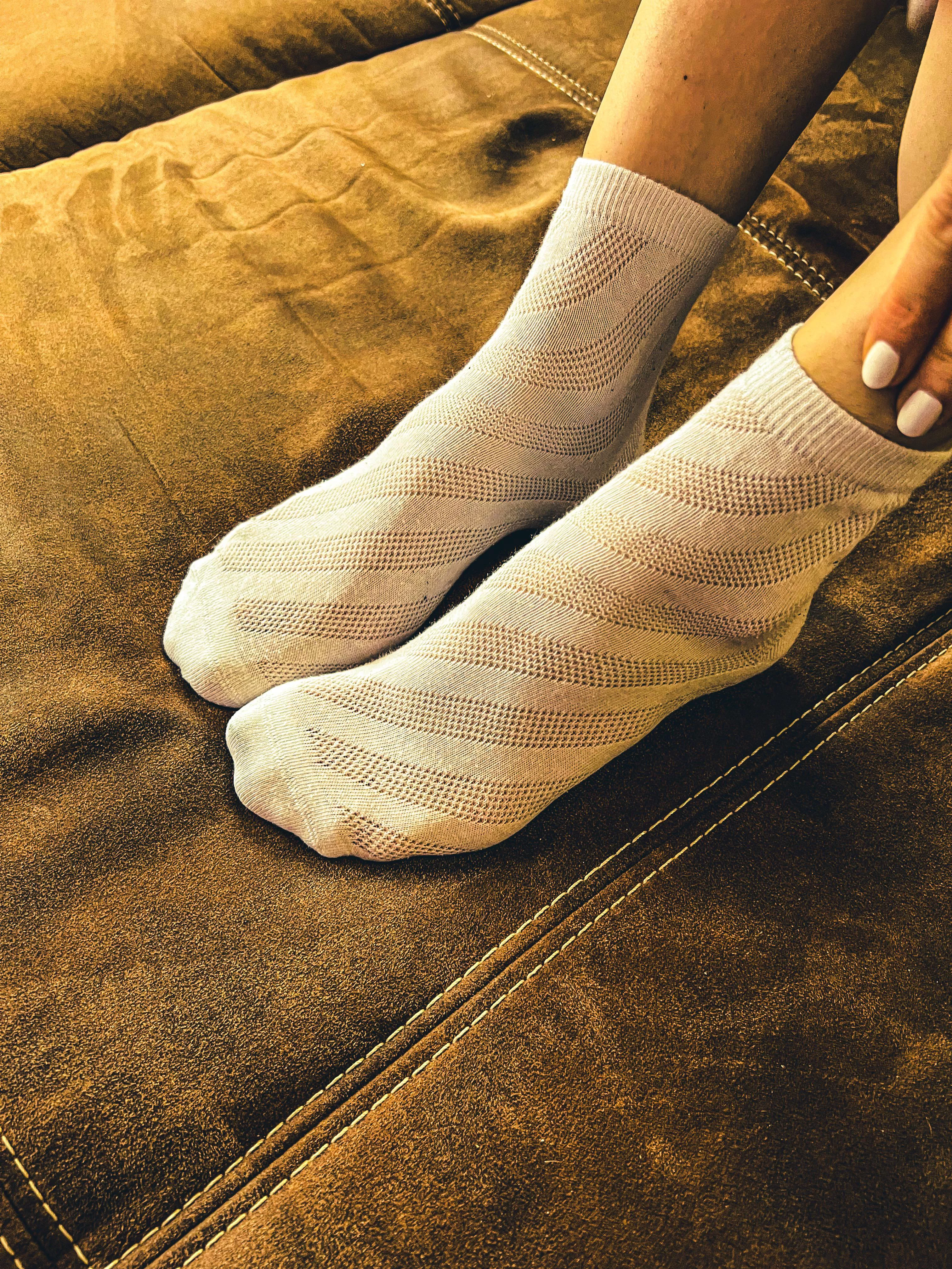 My sweet cute feet in white socks.