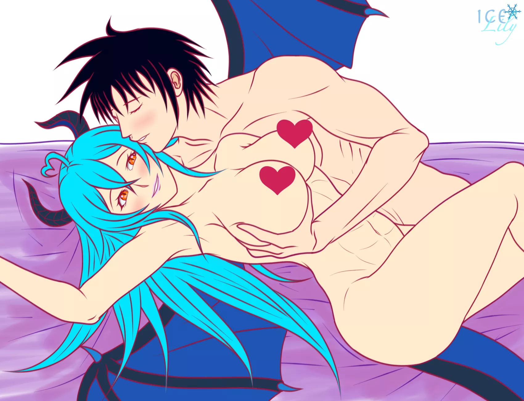 A happy dragon girl and her mate