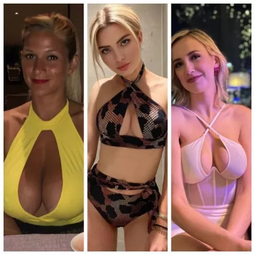 Blondes wearing open front tops