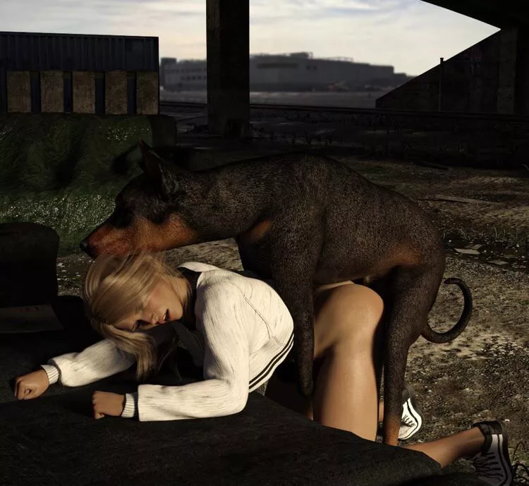 “It started with neighbours dog sitting for some extra income but now having his huge doggie cock everyday inside the pussy knotting rigorously where ever possible is making this job more valuable.. [Renderbender007]”