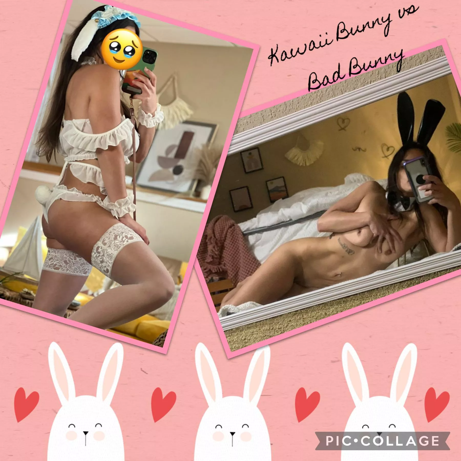 Kawaii Bunny Cutie vs Bad Bunny Slut 🙈 Which 🐰 would you let nibble on that 🥕?
