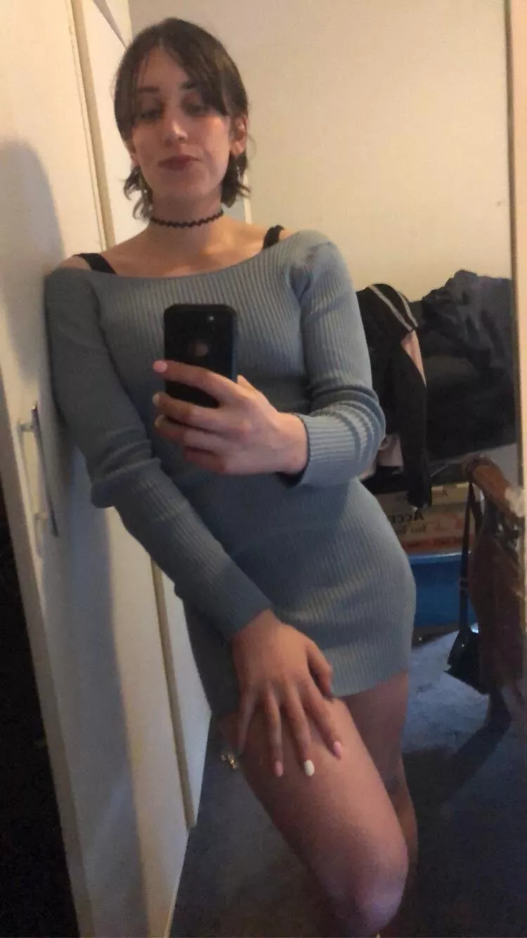 This blue dress absorbs all of my emotional blues