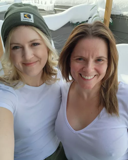 Two milf's enjoying the weather