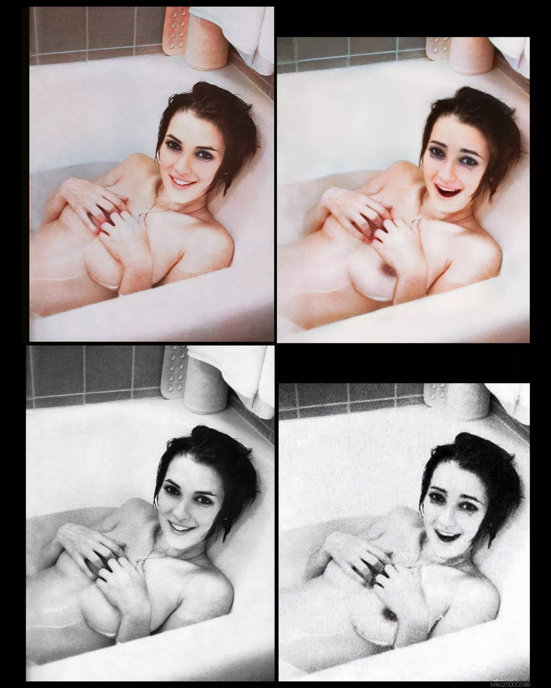 Winona Ryder colorized and upscaled. I included the originals because my last post got deleted because people thought the nip pic was faked.