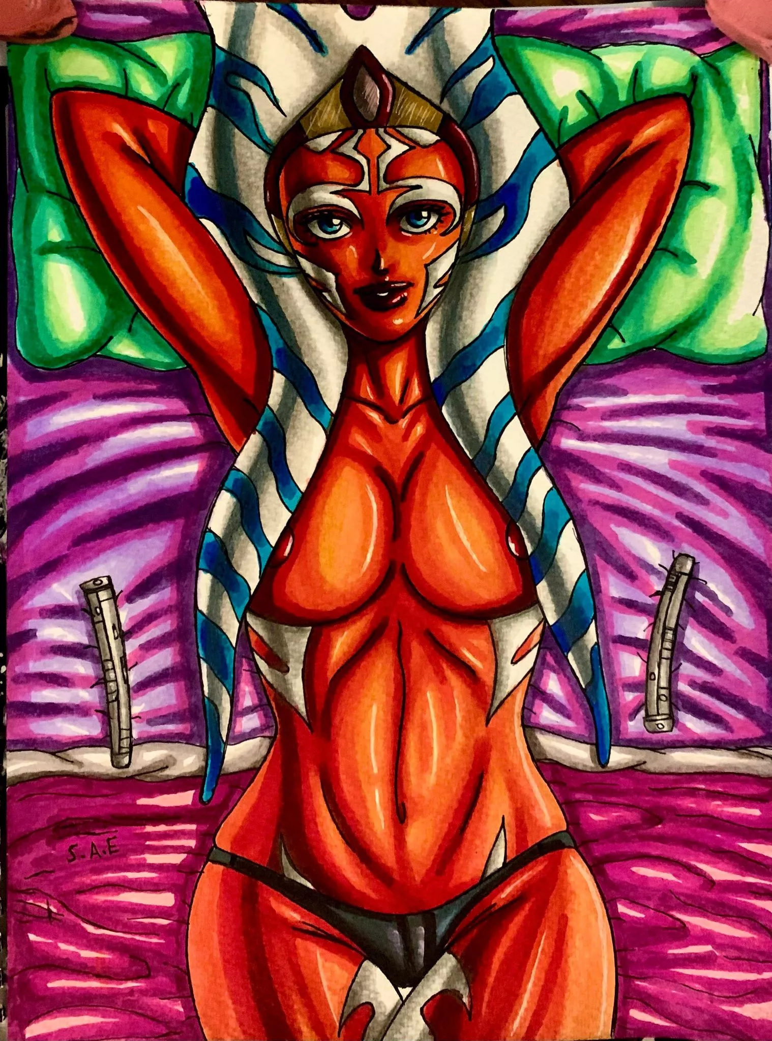 Hey everyone how's my drawing of Ahsoka Tano from Star Wars.