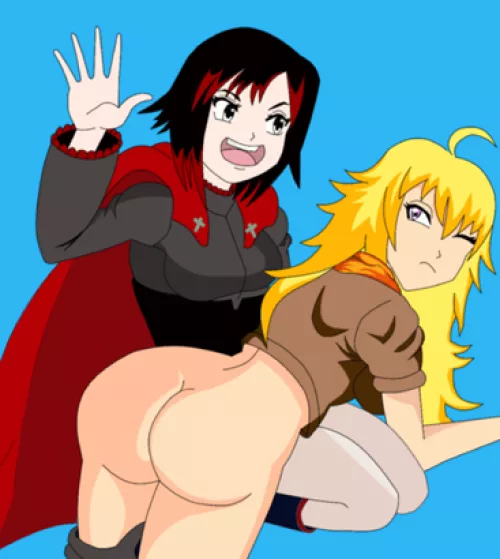 Ruby about to spank Yang [Ghostly Sight]