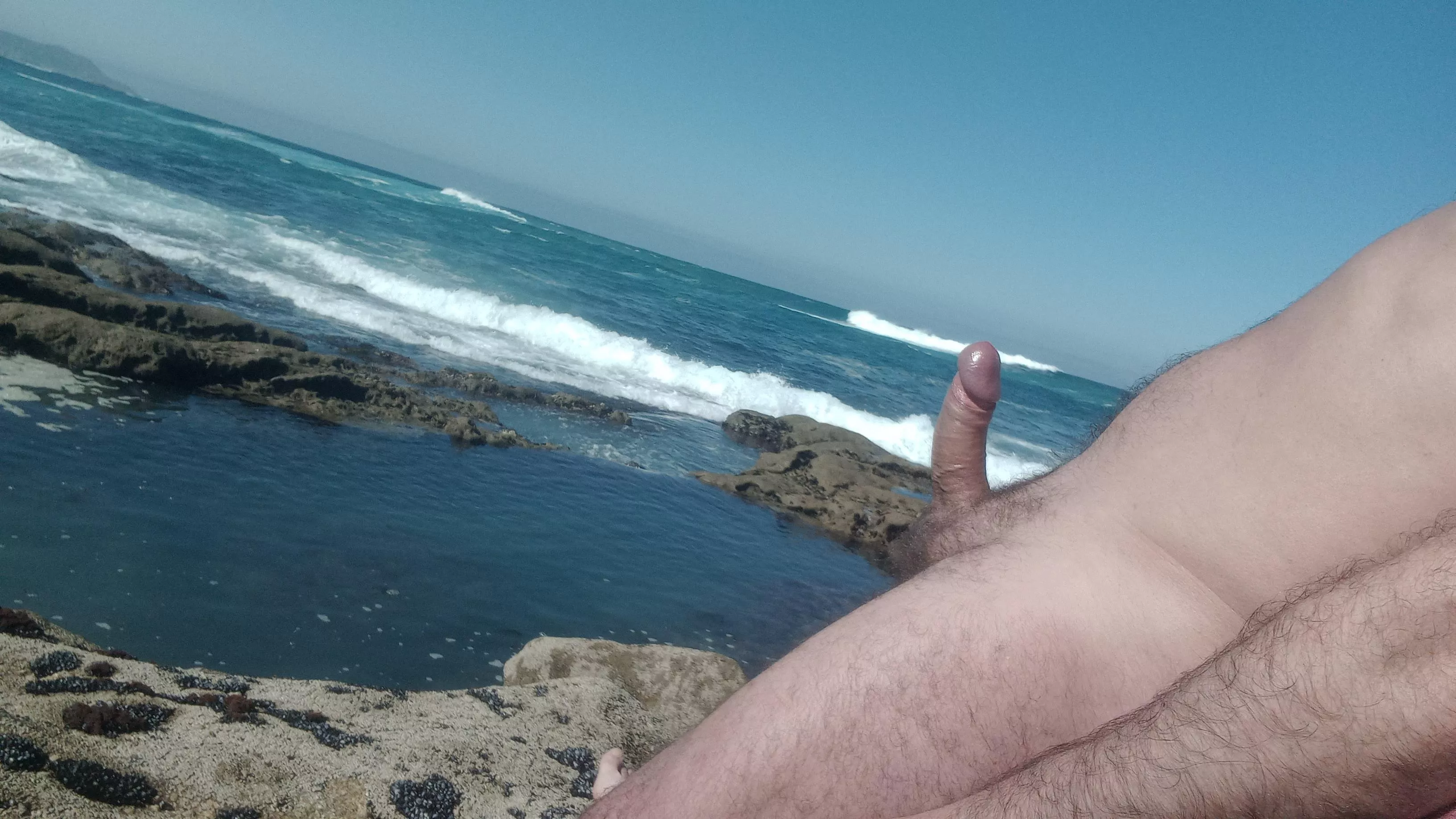 Wild waves sunbathing. Spring boner