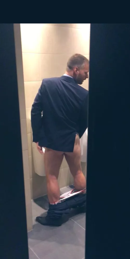 You enter the bathroom and see him, what would you do? (dilf_diaries)
