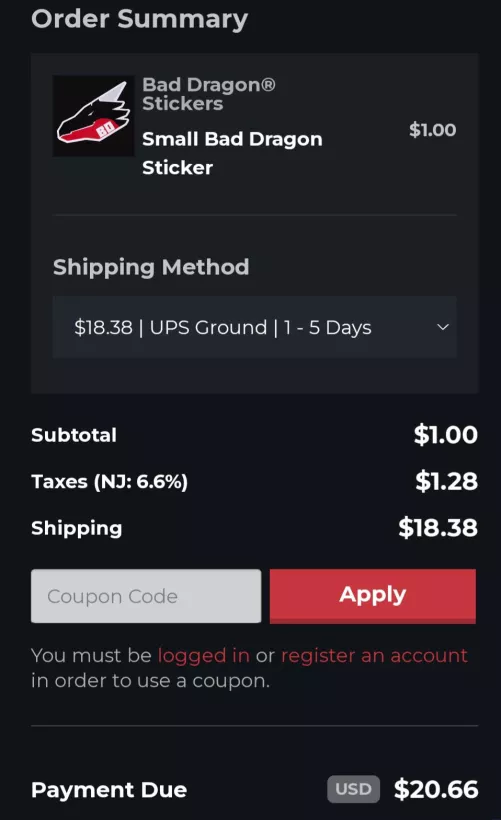 Decided to take a break from buying just tons of dildos and get a cute lil sticker for my water bottle.. does anyone know why shipping is 20 times more then the original price for such a 