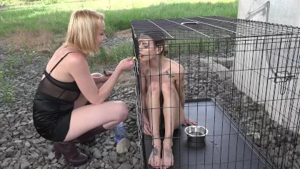 I would like to be kept in a cage in front of the house by my Mistress