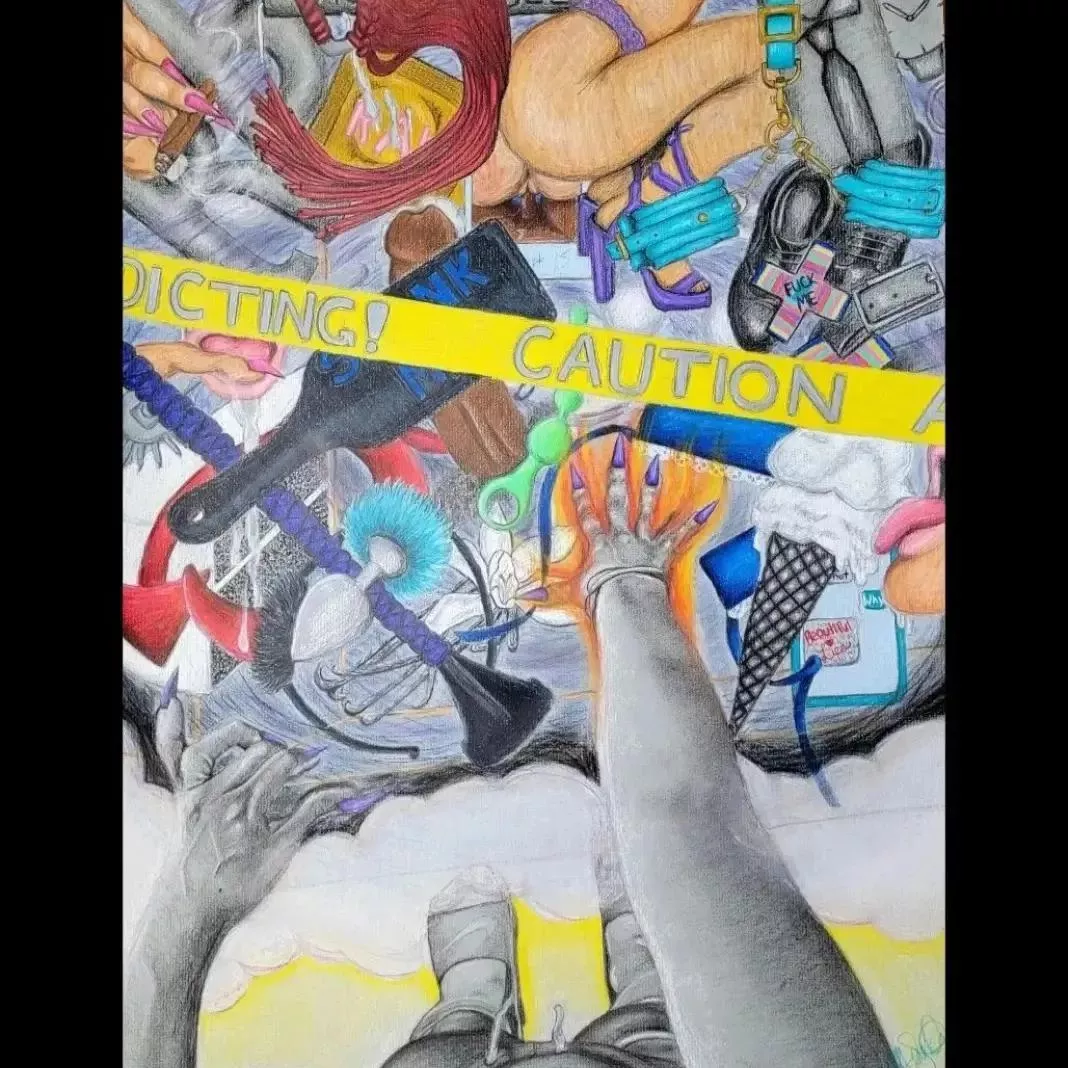 Love Drug #42, Charcoal, Prismacolors, Pastels