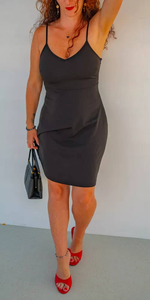 Love these red heels with my little black dress