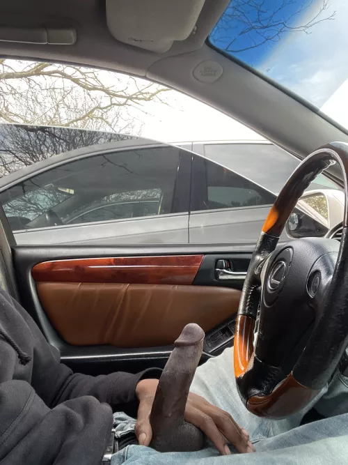 stroking in a busy lot