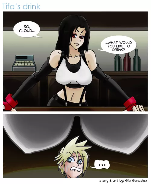 Tifa Offers Cloud A Drink (webcomic by me 610gonzalez)