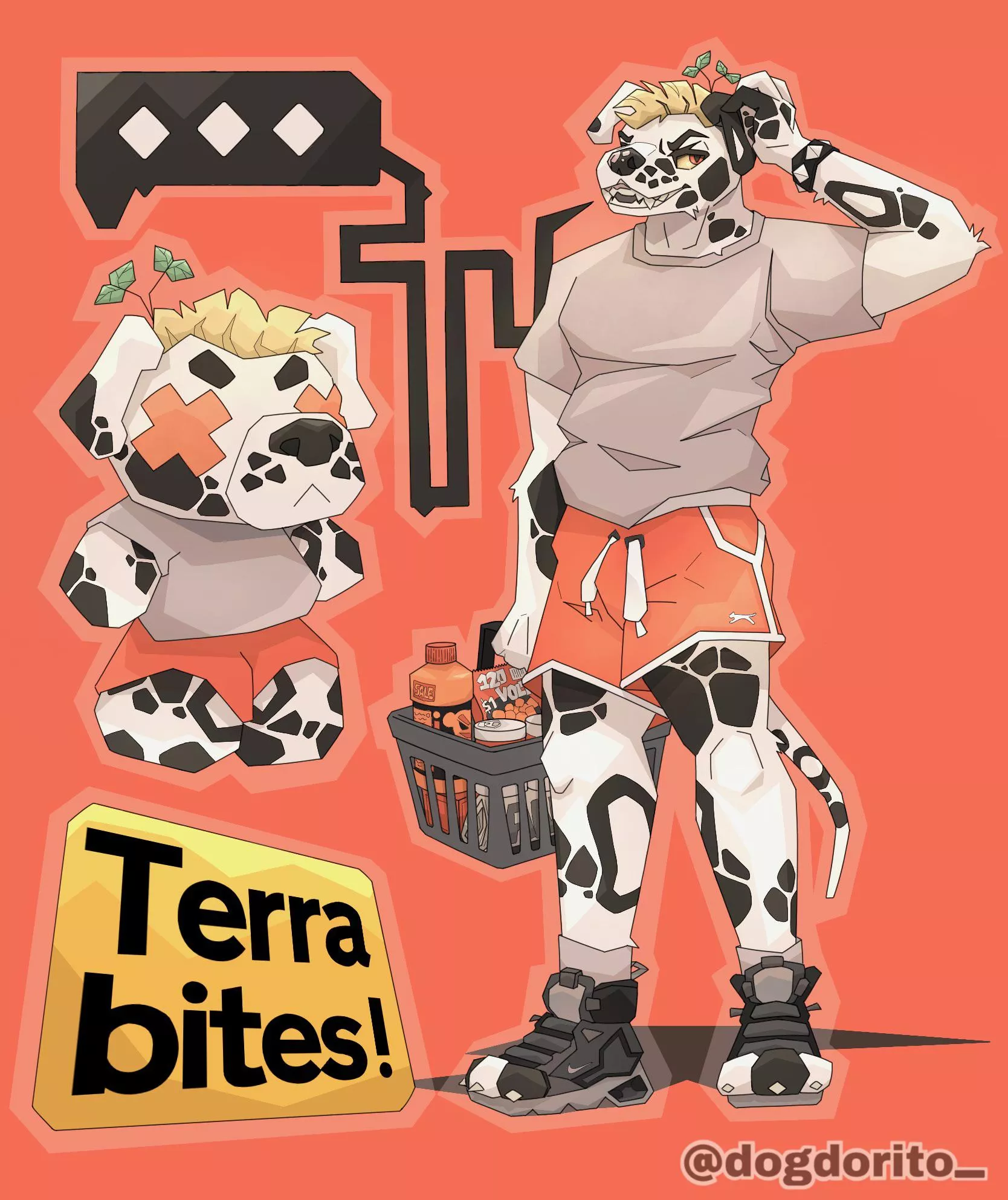 bitey boy! 💛🐾🌱 (art by me, @dogdorito_)