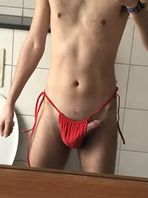 My gf wanted me to try on her bikini thong, dont think it covers it.