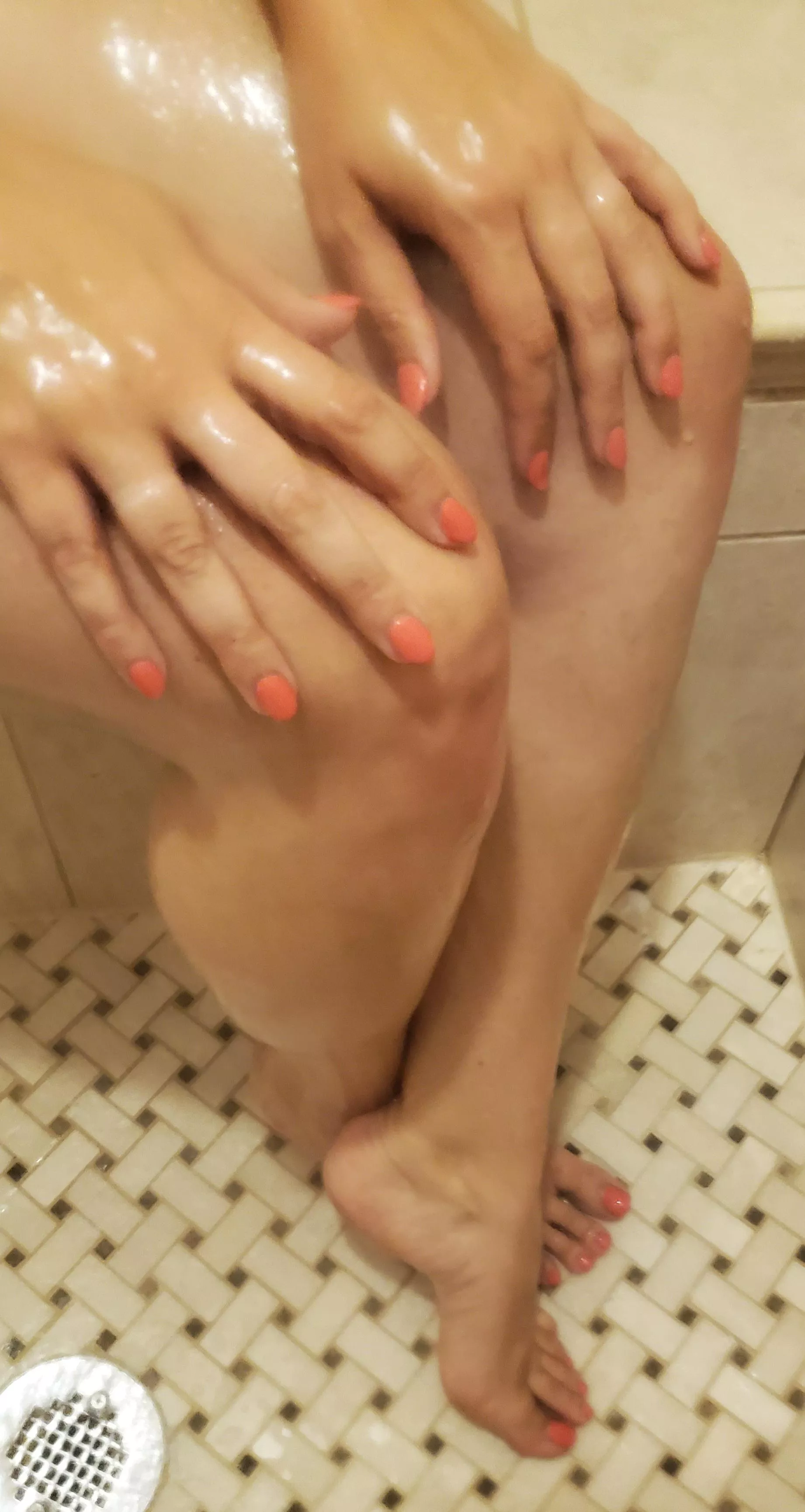 Nails all wet in the shower!