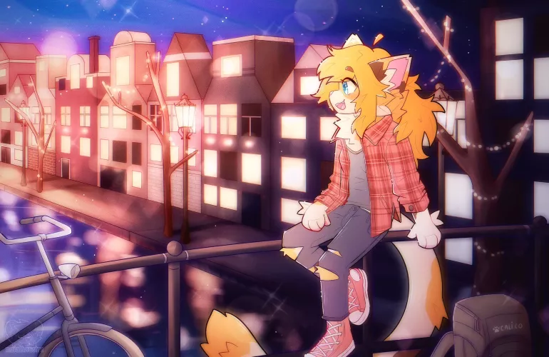 Night by the canal ~ cm for Ell13, art by me @maiathoustra