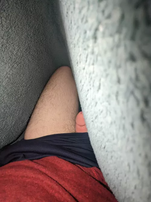 Cut dick peeking from behind the blanket. 24