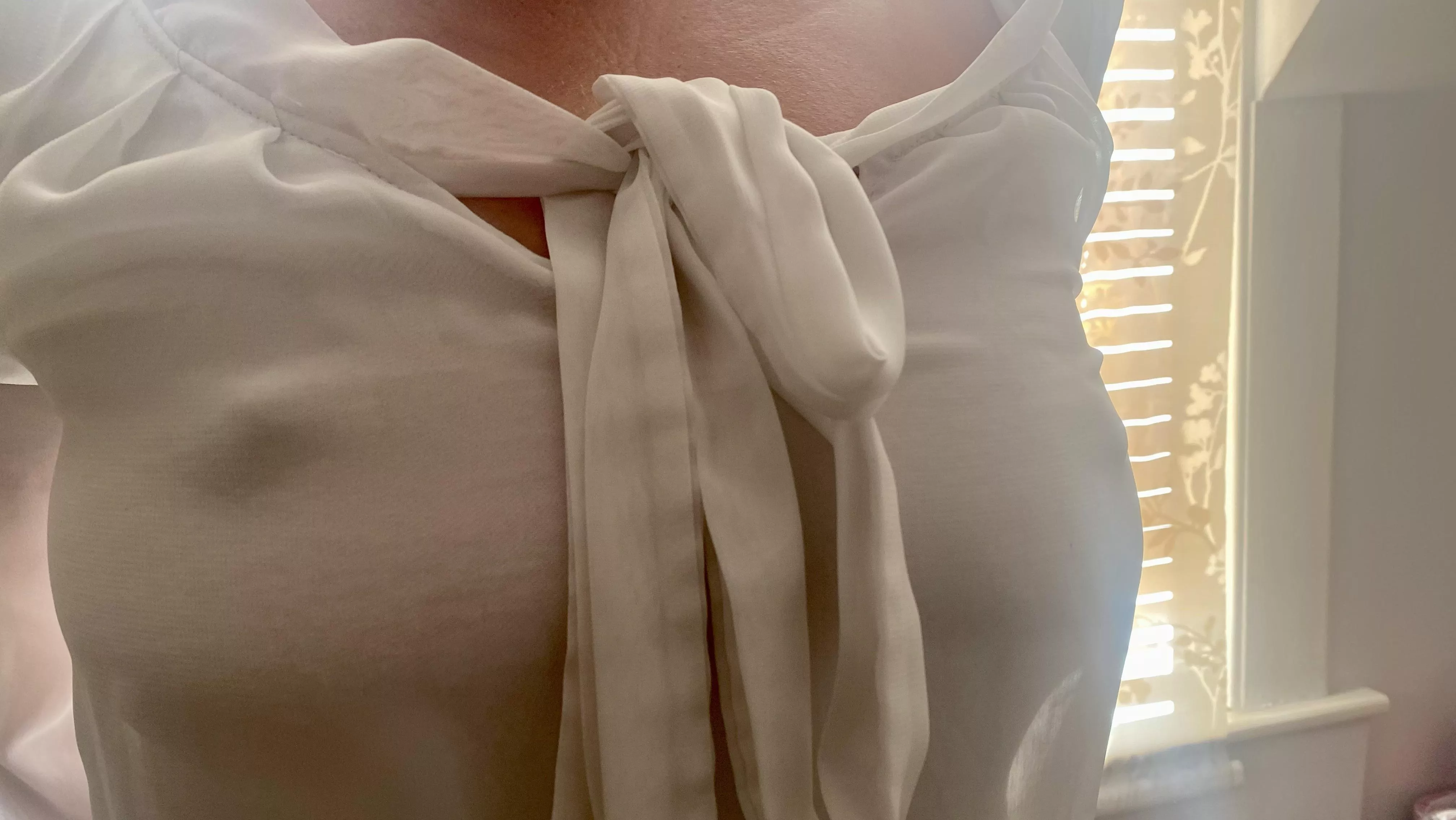 Heading out to work. My growing nipples love the freedom. X