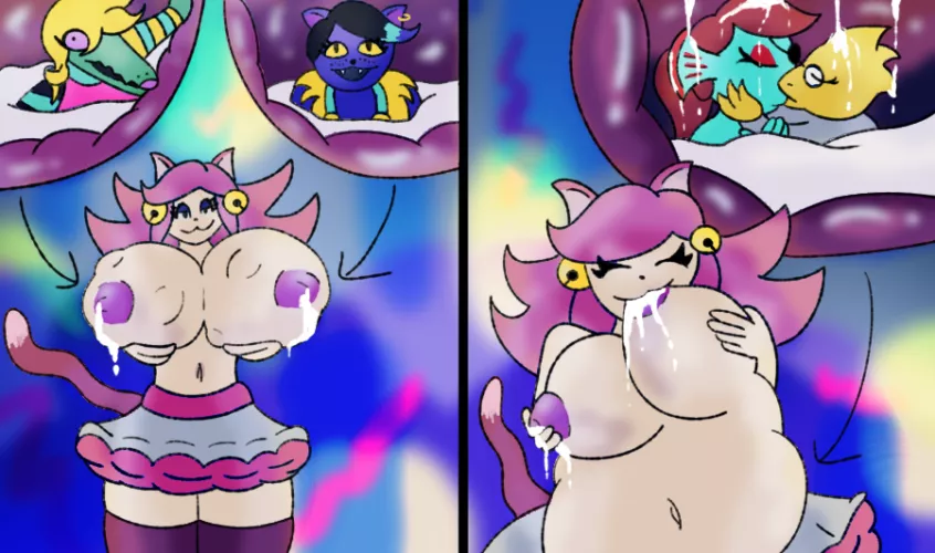 {Image} Mad Mew Mews Thrist (OC) (by CreepyCadaver , Me) [Female Pred] [Breast Vore]