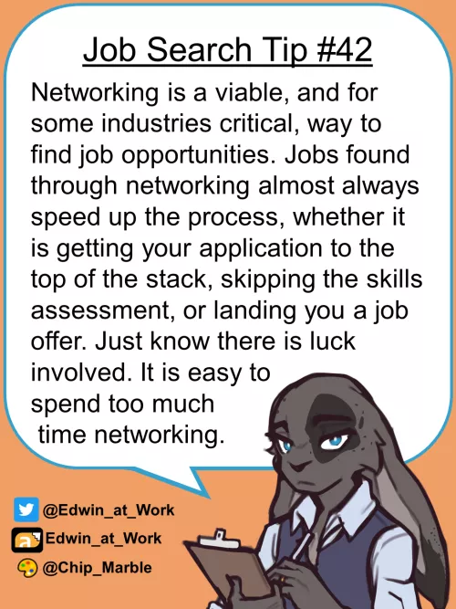Job Search Tip 42: Networking. Edwin@Work, Job Coaching for Furries