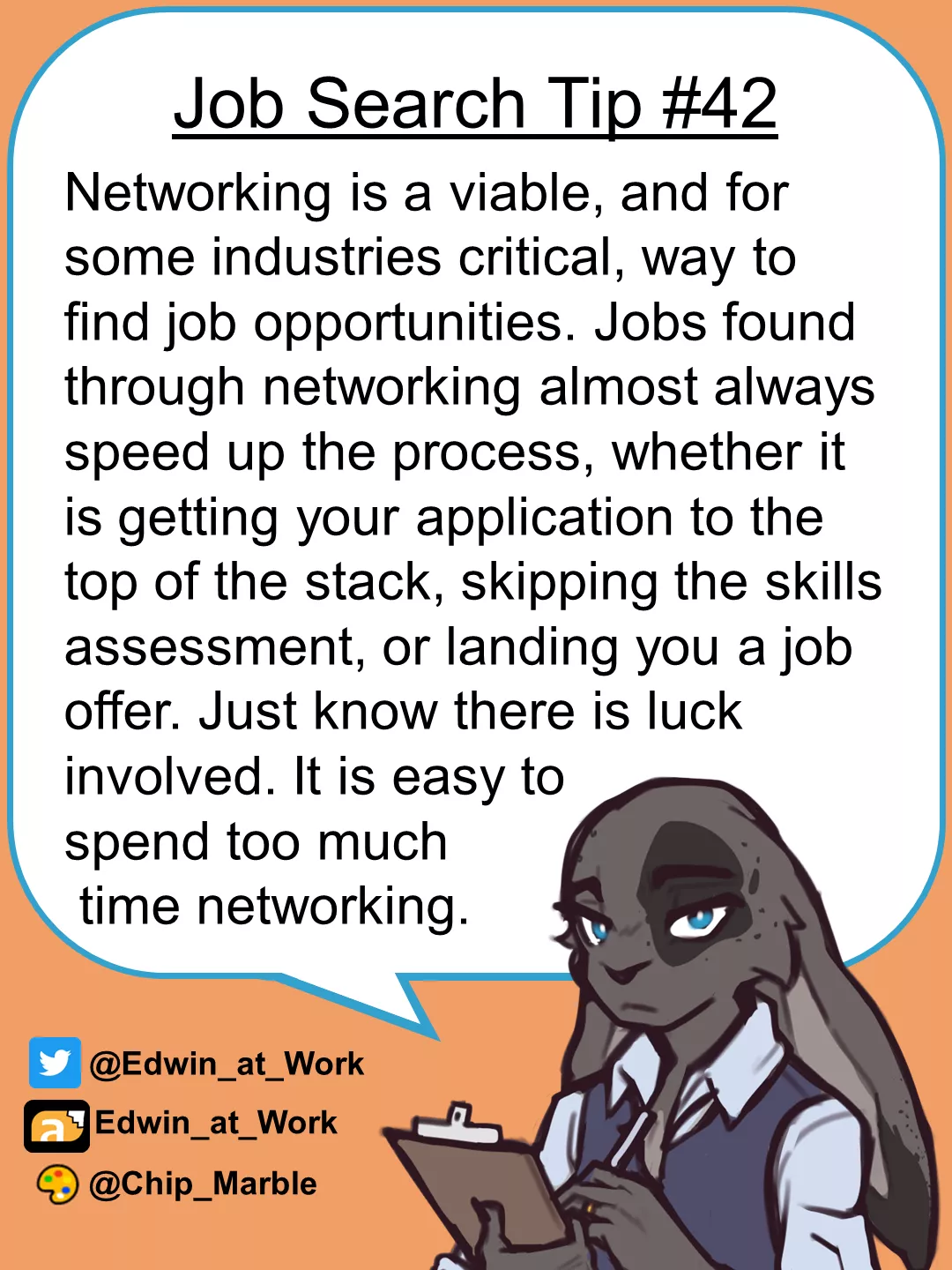 Job Search Tip 42: Networking. Edwin@Work, Job Coaching for Furries