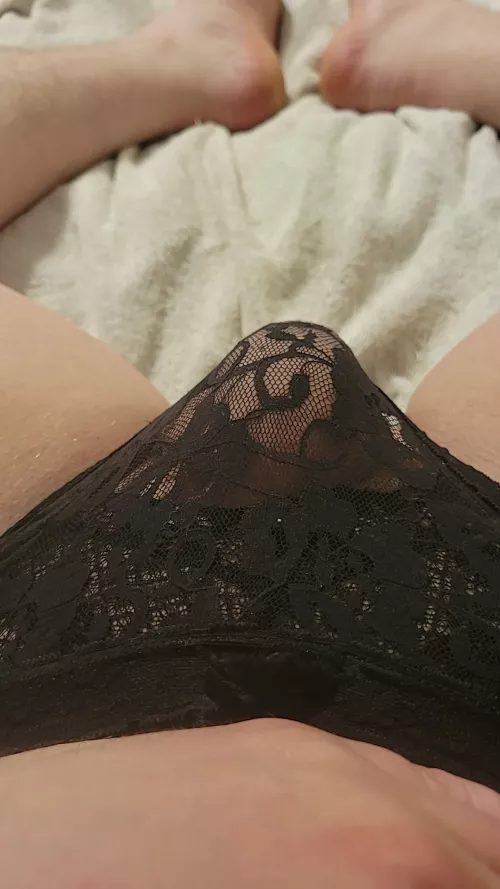sexy black panty buldge