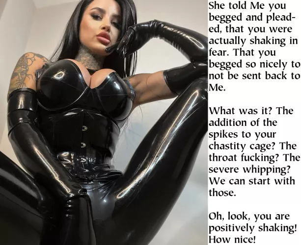 She always likes to challenge Her subordinates. And, whenever they return, they fear Her and Her challenges. Her depravity knows no limits.