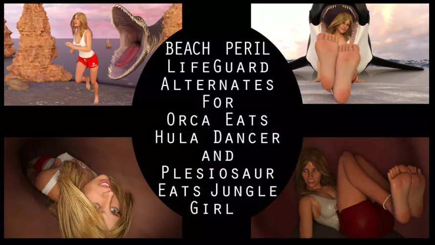 {video}Lifeguard Eaten By Creatures (?/Orca/Plesiosaur)(F/Human)(Soft)(Oral)(unwilling)(nsfw)(OC: WormsignVore Animations)