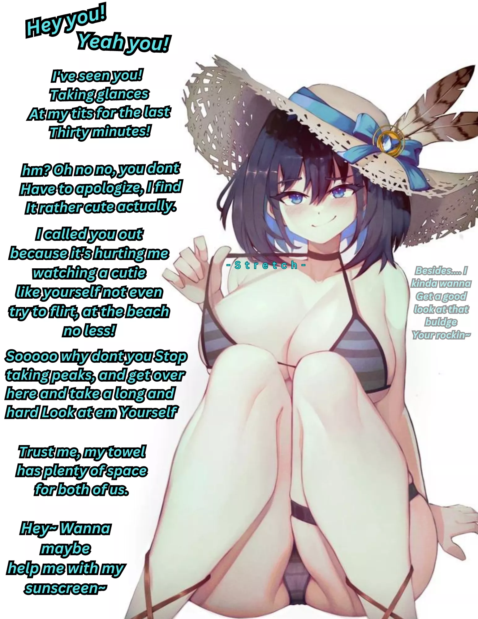 When she catches you Taking peaks- [Beach] [Swimsuit] [Male pov] [big tits] [Artist-Varniskarnis]