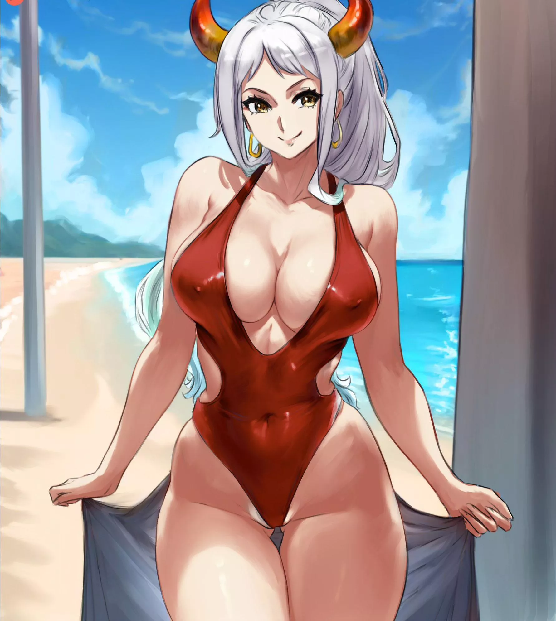 Yamato visits the beach