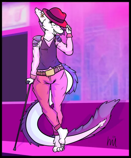 Decided to draw my fluffy dragon, Sonar, looking all dapp'd up and sh*t. Whatcha think?