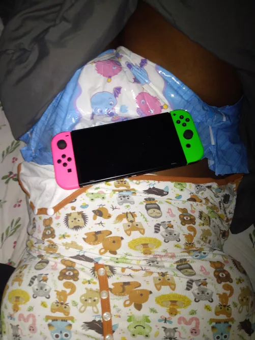 In my diapee playing my switch