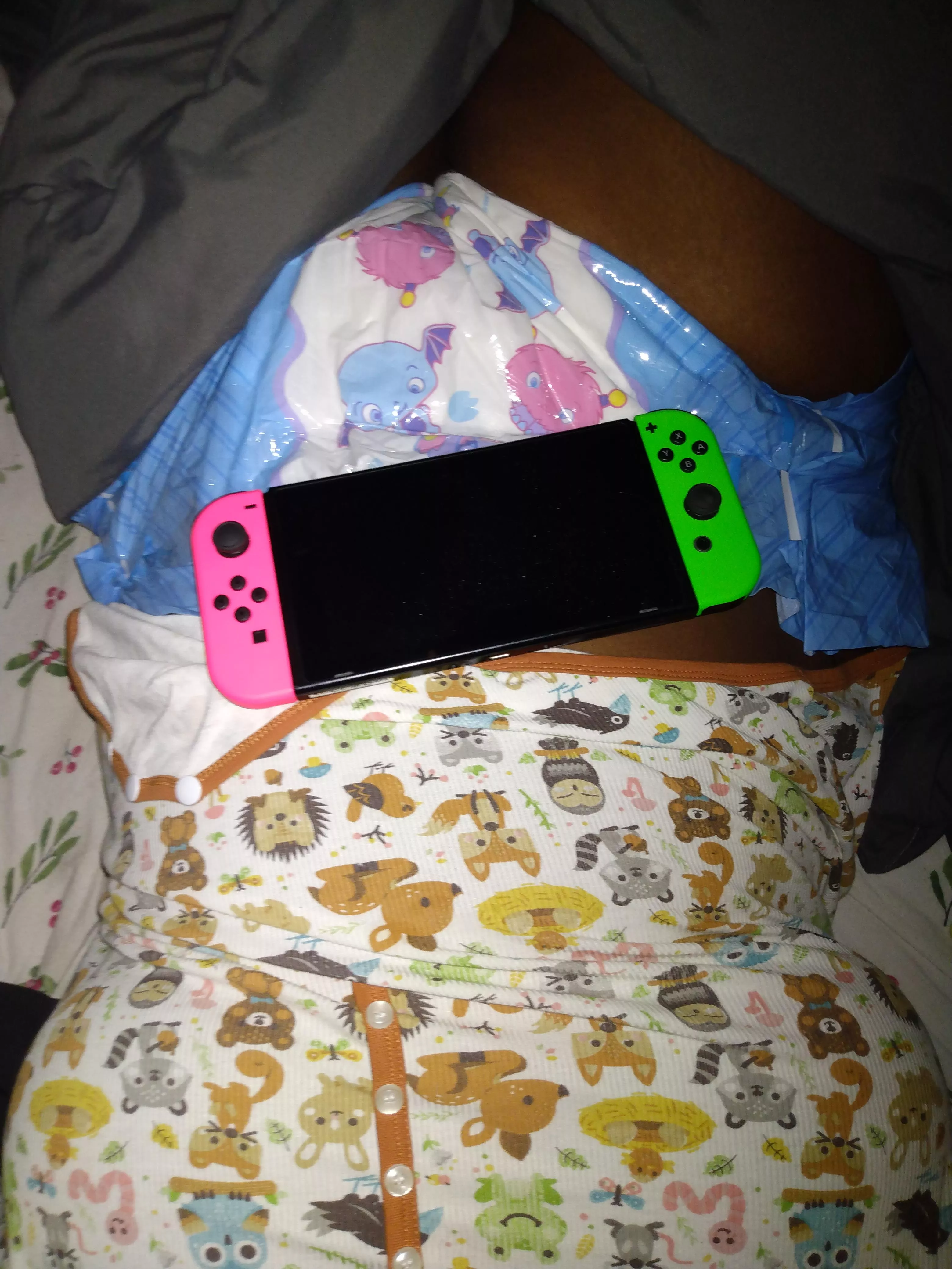 In my diapee playing my switch