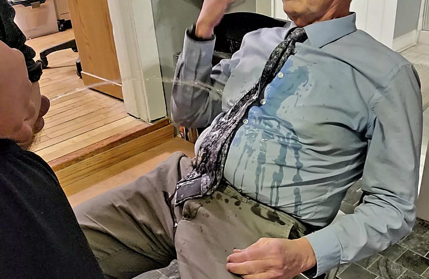 He peed on me before he fucked me. I was dripping pee and cum when he left.