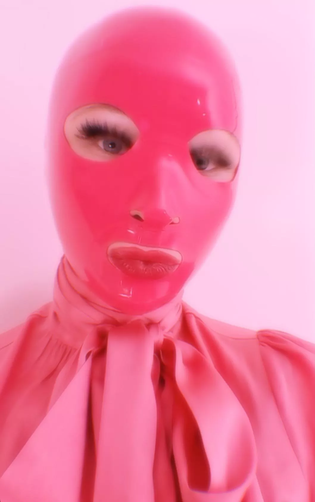 Pink latex hood