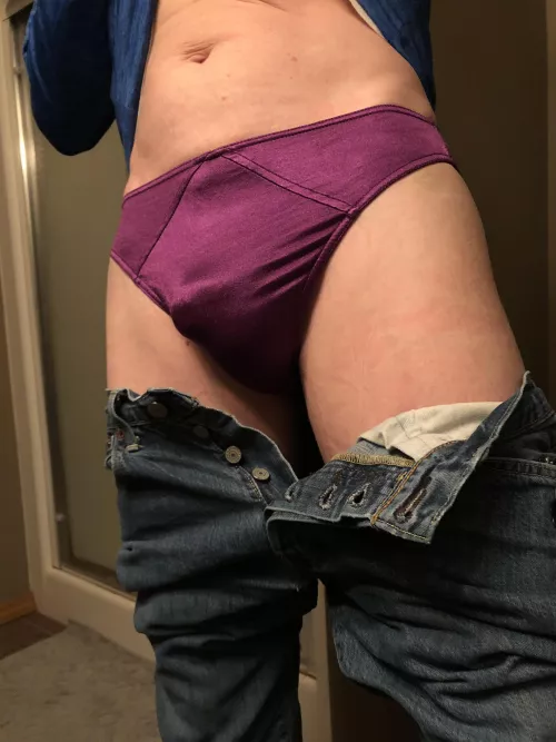 A clean shave and in purple satin!