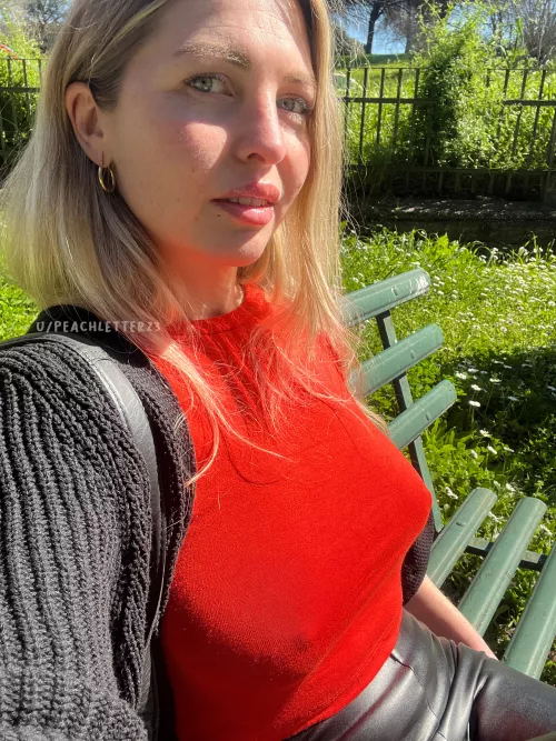Braless at the park