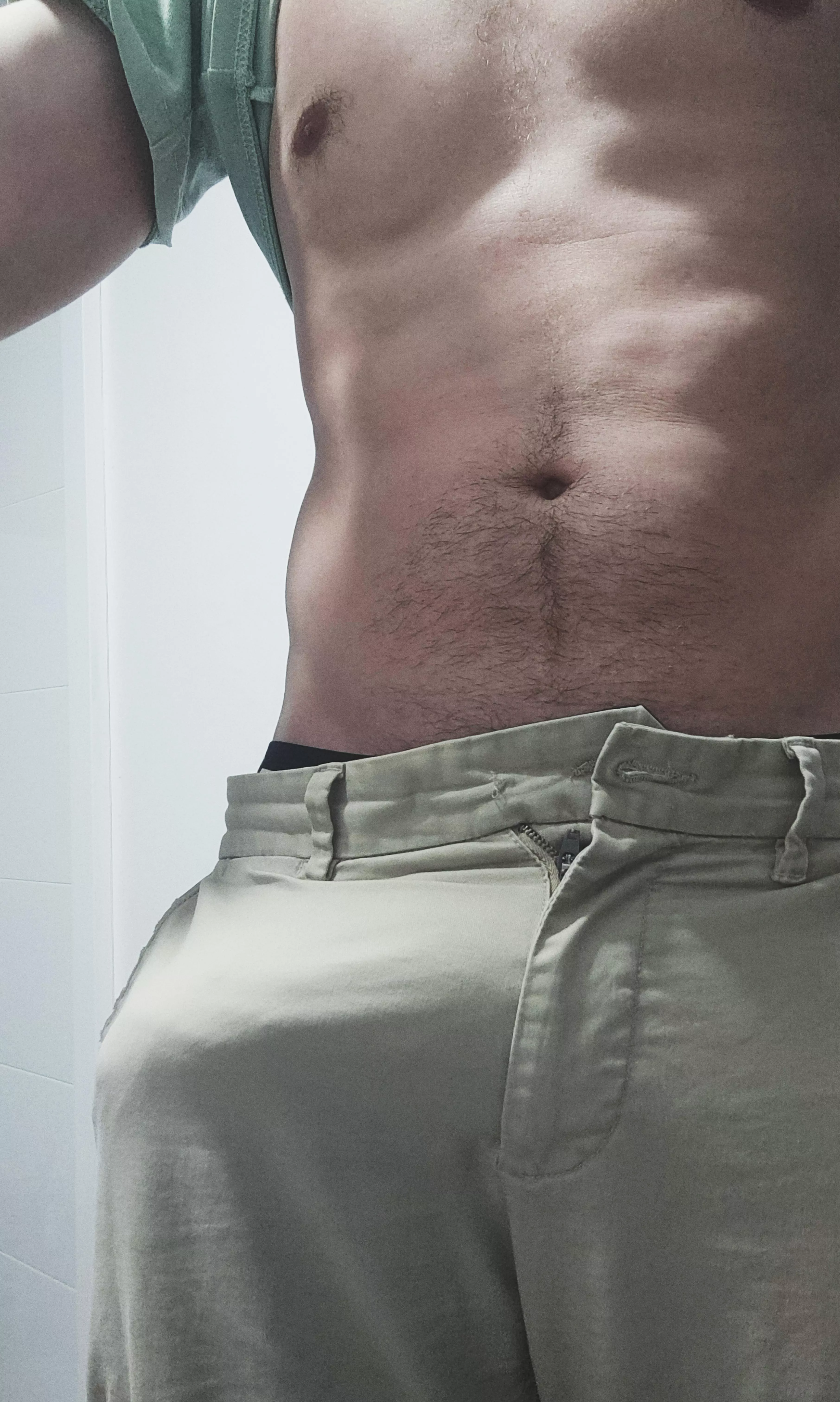 Broke the pants button cause I got hard