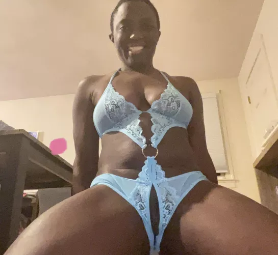 I always feel so sexy in my blue teddy!