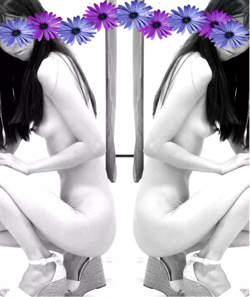 Spring flowers series two in BW with purple flowers 2023 (F) [OC]