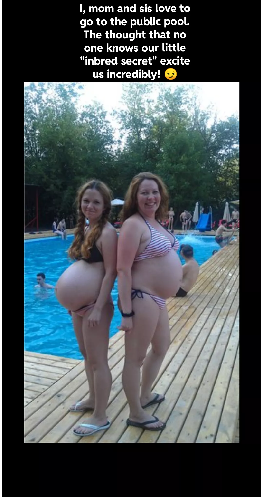 Visiting the pool with mom and sis 😏❤️