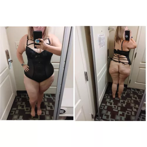 Bbw milf ass in black lingerie