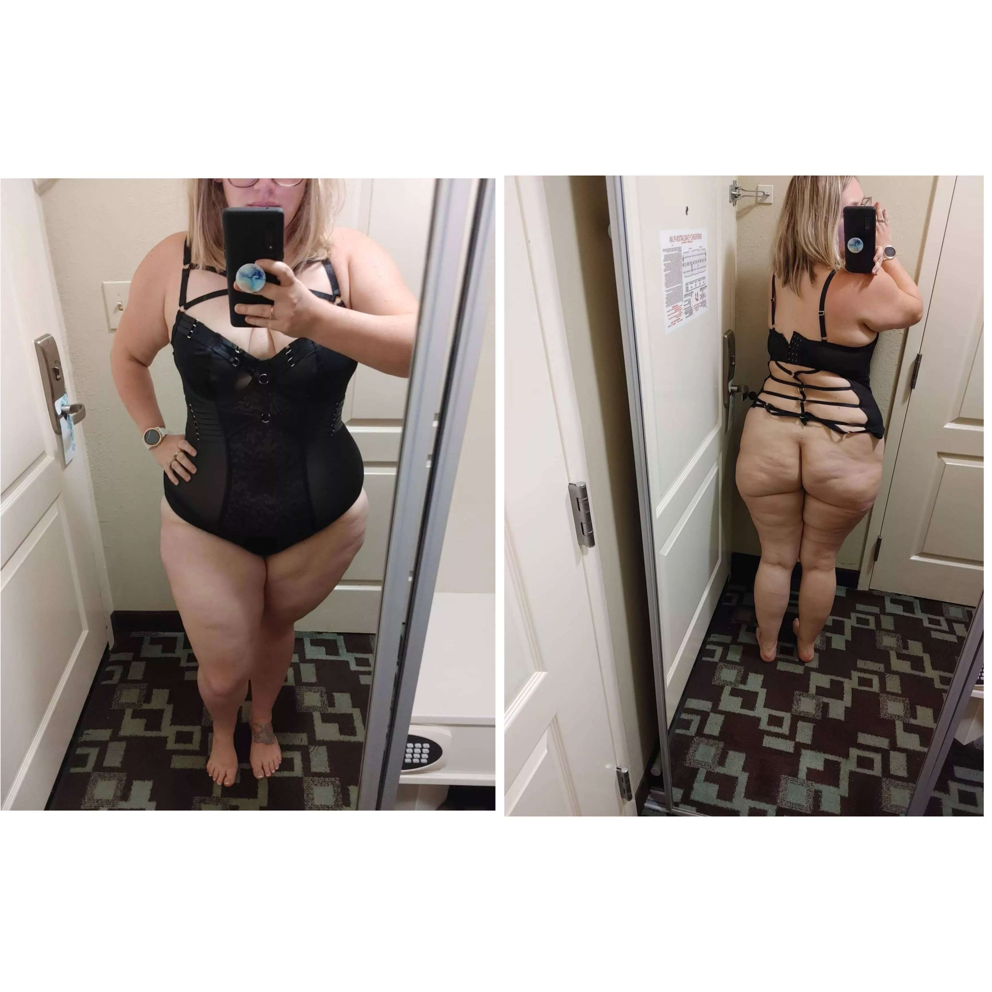 Bbw milf ass in black lingerie