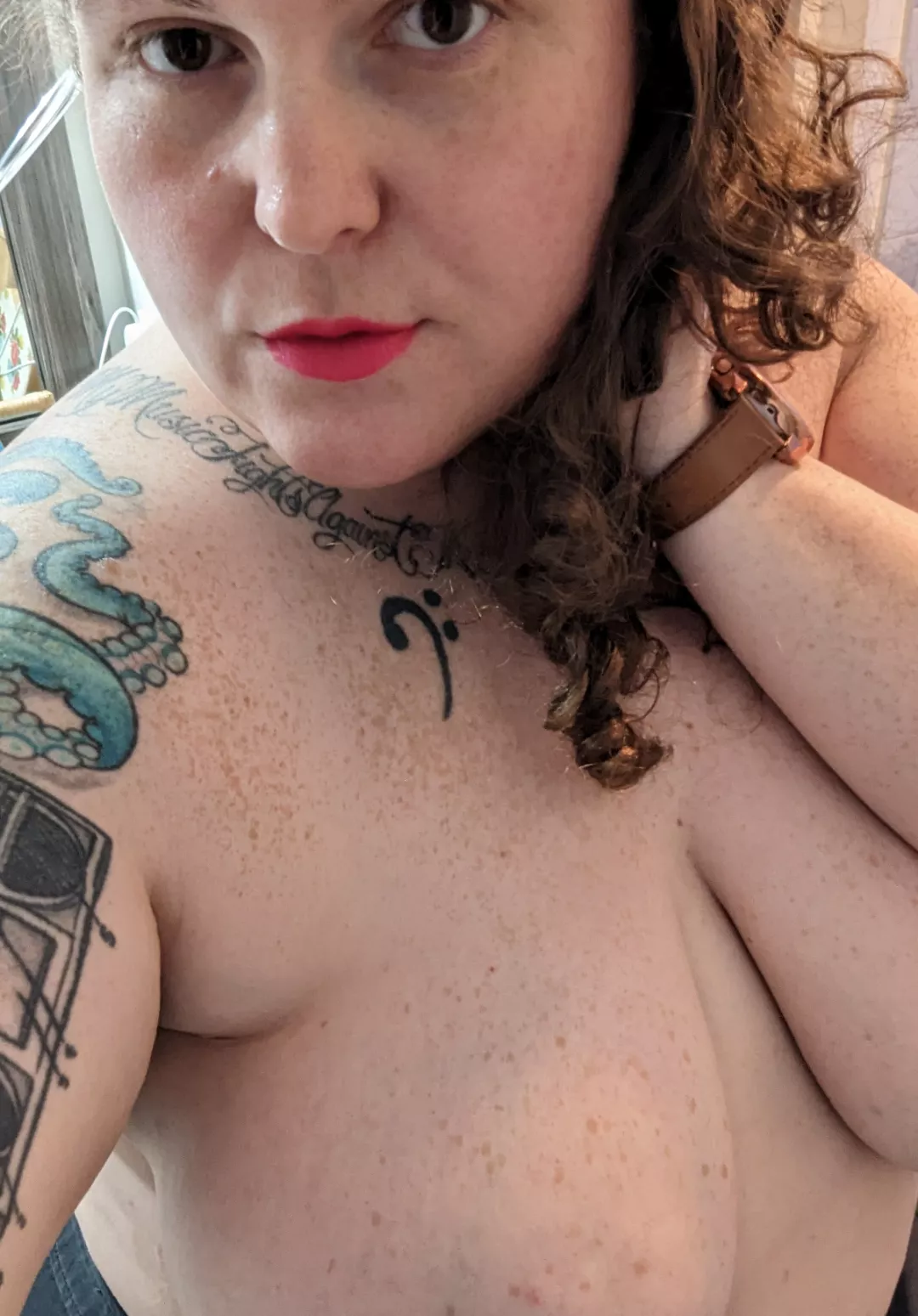 New lipstick. I'd love to get it all over :)