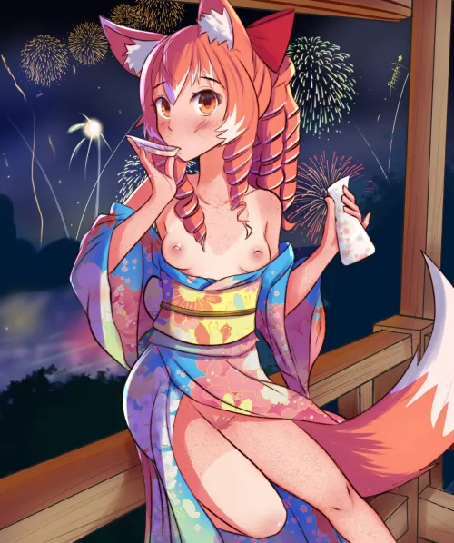 Watching the fireworks together (Artpoppytart)