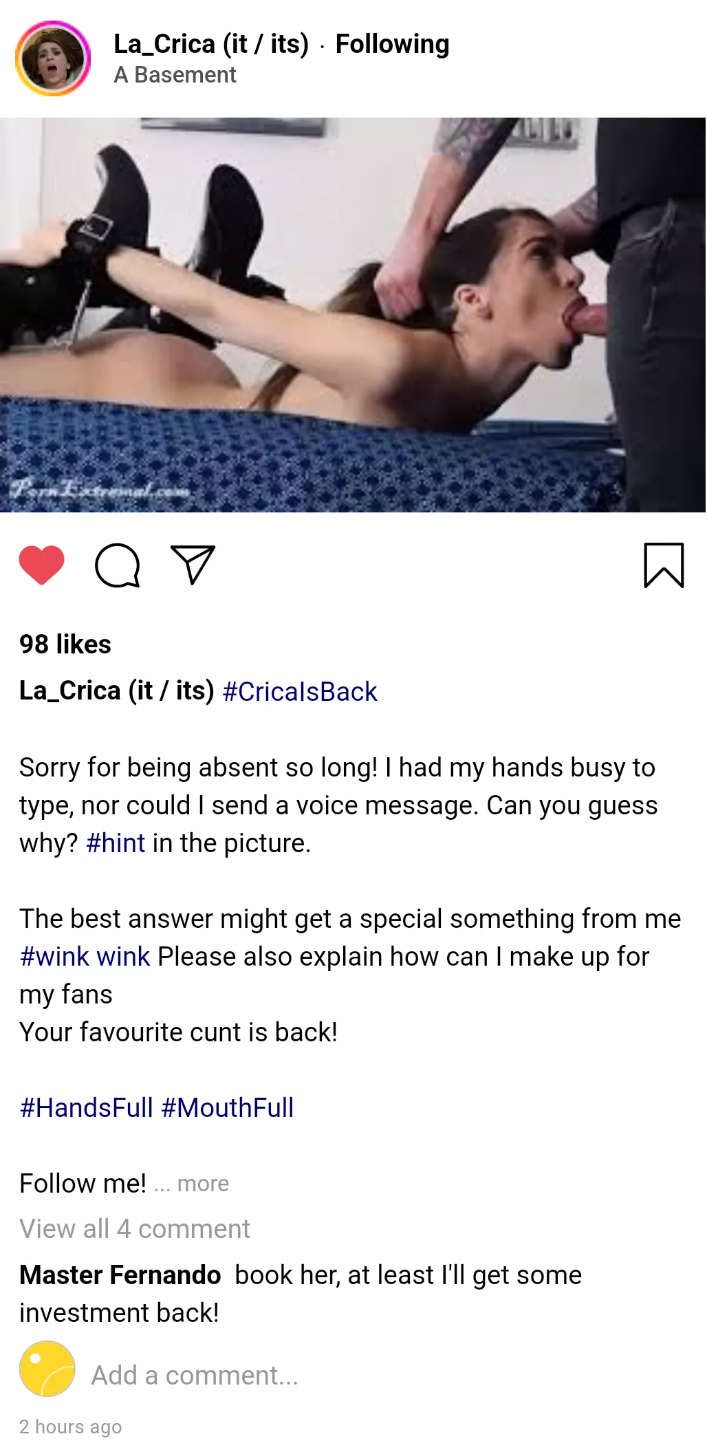 (cuntagram) - @la_crica - Your cunt is back!