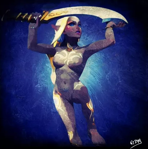 Elistraee Drow Goddess of dance and the sword (digital, me, 2023).